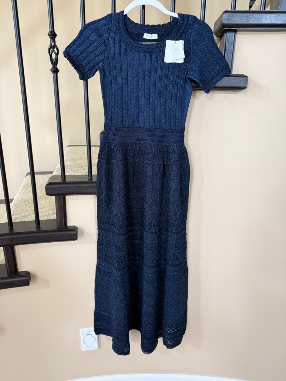 Sandro Short Sleeve Navy Knit Dress